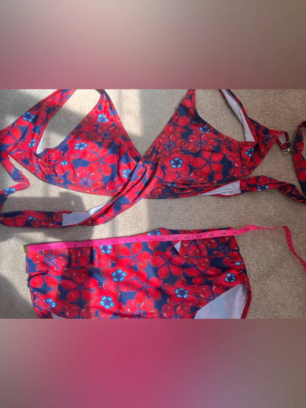 Red Floral Two-Piece Bikini Set - Picture 2 of 5